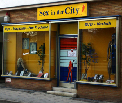 Eingang Erotikhandel, Sexgeschäft Bayreuth, Sex in der City